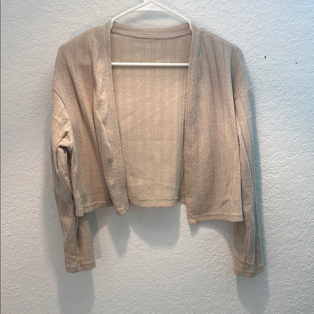 Women's Beige Open-Front Cardigan